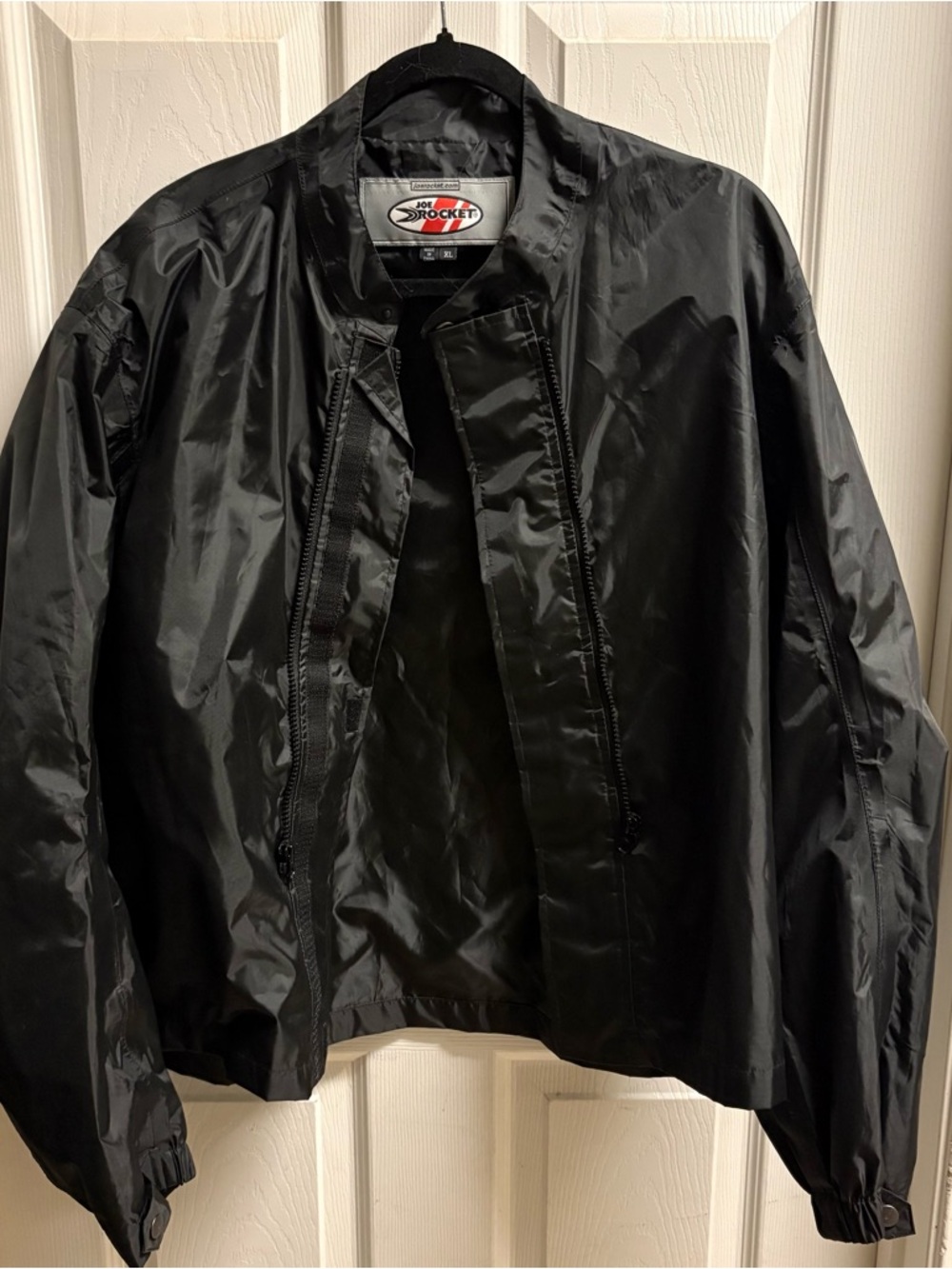 Joe Rocket Jacket Men XL Full Zip Long Sleeve Biker Motorcycle Black Windbreaker